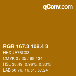 カラーコード: RGB 167.3 108.4 3 | qconv.com