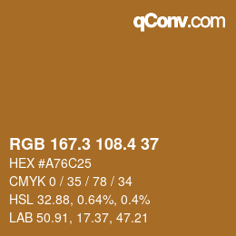 カラーコード: RGB 167.3 108.4 37 | qconv.com