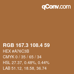 カラーコード: RGB 167.3 108.4 59 | qconv.com