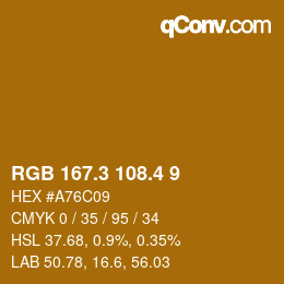 カラーコード: RGB 167.3 108.4 9 | qconv.com