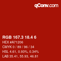 カラーコード: RGB 167.3 18.4 6 | qconv.com