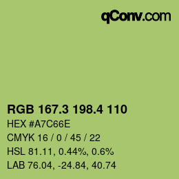 カラーコード: RGB 167.3 198.4 110 | qconv.com