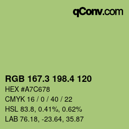 カラーコード: RGB 167.3 198.4 120 | qconv.com