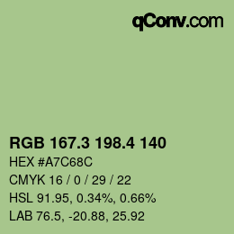 カラーコード: RGB 167.3 198.4 140 | qconv.com