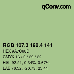 カラーコード: RGB 167.3 198.4 141 | qconv.com