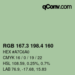 カラーコード: RGB 167.3 198.4 160 | qconv.com