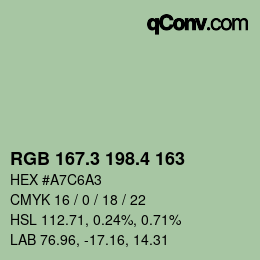 カラーコード: RGB 167.3 198.4 163 | qconv.com