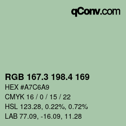 カラーコード: RGB 167.3 198.4 169 | qconv.com