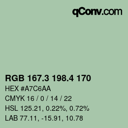 カラーコード: RGB 167.3 198.4 170 | qconv.com