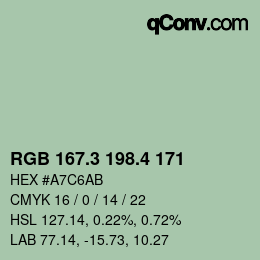 カラーコード: RGB 167.3 198.4 171 | qconv.com