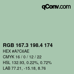 カラーコード: RGB 167.3 198.4 174 | qconv.com