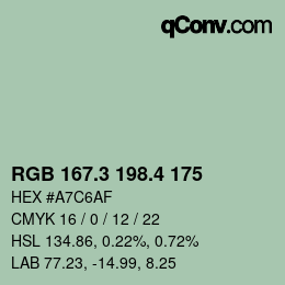 カラーコード: RGB 167.3 198.4 175 | qconv.com