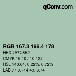カラーコード: RGB 167.3 198.4 178 | qconv.com