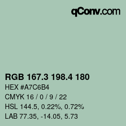 カラーコード: RGB 167.3 198.4 180 | qconv.com
