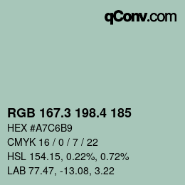 カラーコード: RGB 167.3 198.4 185 | qconv.com