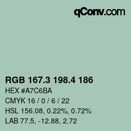 カラーコード: RGB 167.3 198.4 186 | qconv.com