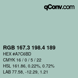 カラーコード: RGB 167.3 198.4 189 | qconv.com