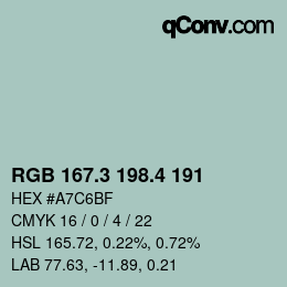 カラーコード: RGB 167.3 198.4 191 | qconv.com