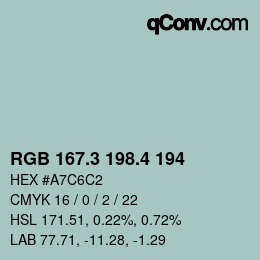 カラーコード: RGB 167.3 198.4 194 | qconv.com