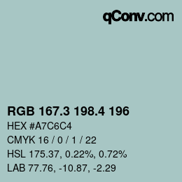 カラーコード: RGB 167.3 198.4 196 | qconv.com