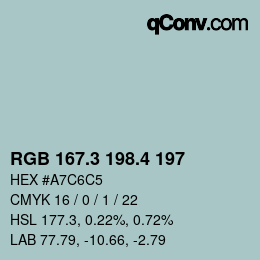 カラーコード: RGB 167.3 198.4 197 | qconv.com
