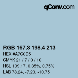 カラーコード: RGB 167.3 198.4 213 | qconv.com