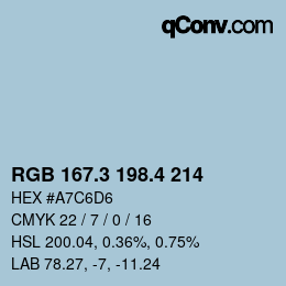 カラーコード: RGB 167.3 198.4 214 | qconv.com