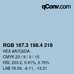 カラーコード: RGB 167.3 198.4 218 | qconv.com