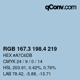 カラーコード: RGB 167.3 198.4 219 | qconv.com