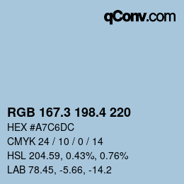 カラーコード: RGB 167.3 198.4 220 | qconv.com