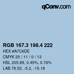 カラーコード: RGB 167.3 198.4 222 | qconv.com