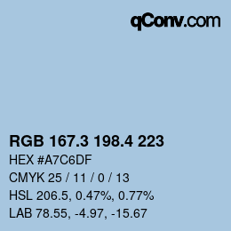 カラーコード: RGB 167.3 198.4 223 | qconv.com