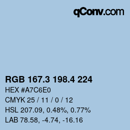 カラーコード: RGB 167.3 198.4 224 | qconv.com