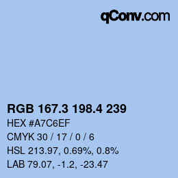 カラーコード: RGB 167.3 198.4 239 | qconv.com