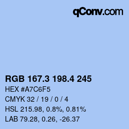 カラーコード: RGB 167.3 198.4 245 | qconv.com