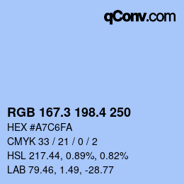 カラーコード: RGB 167.3 198.4 250 | qconv.com
