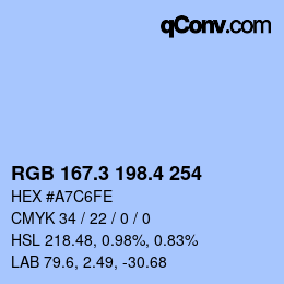 カラーコード: RGB 167.3 198.4 254 | qconv.com