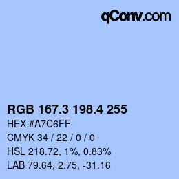 カラーコード: RGB 167.3 198.4 255 | qconv.com