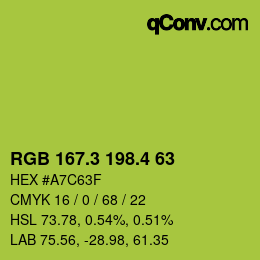 カラーコード: RGB 167.3 198.4 63 | qconv.com