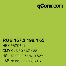 カラーコード: RGB 167.3 198.4 65 | qconv.com