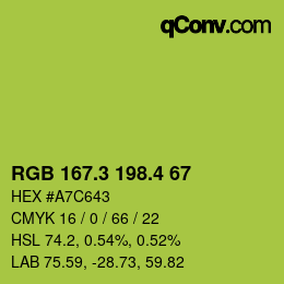 カラーコード: RGB 167.3 198.4 67 | qconv.com