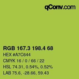 カラーコード: RGB 167.3 198.4 68 | qconv.com