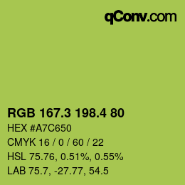 カラーコード: RGB 167.3 198.4 80 | qconv.com