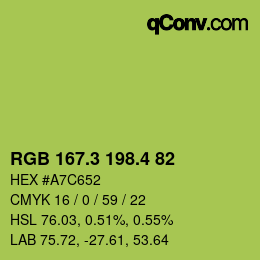 カラーコード: RGB 167.3 198.4 82 | qconv.com