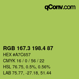 カラーコード: RGB 167.3 198.4 87 | qconv.com