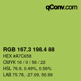 カラーコード: RGB 167.3 198.4 88 | qconv.com