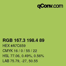 カラーコード: RGB 167.3 198.4 89 | qconv.com