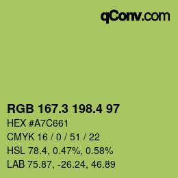カラーコード: RGB 167.3 198.4 97 | qconv.com
