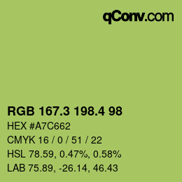 カラーコード: RGB 167.3 198.4 98 | qconv.com