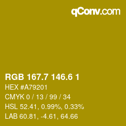 カラーコード: RGB 167.7 146.6 1 | qconv.com